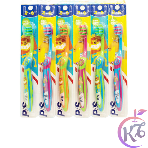 Set 6 Bàn chải đánh răng P/s trẻ em 2 - 6 tuổi kháng khuẩn 99,9%, lông siêu mềm làm trắng răng siêu sạch khuẩn - ban chai danh rang ps