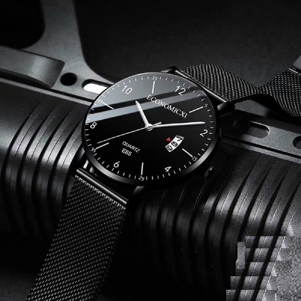 Đồng hồ nam cao cấp chính hãng ECONOMICXI dây thép lụa đen chạy lịch ngày thumbnail