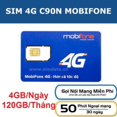 Sim 4G Mobifone C90N Mỗi tháng Tặng 120GB+Miễn phí gọi nội mạng + 50p gọi ngoại mạng chỉ với 90k/tháng,