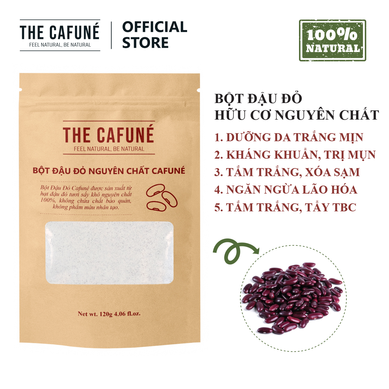 Bột đậu đỏ Cafuné – hữu cơ nguyên chất 100% (120 Gram)