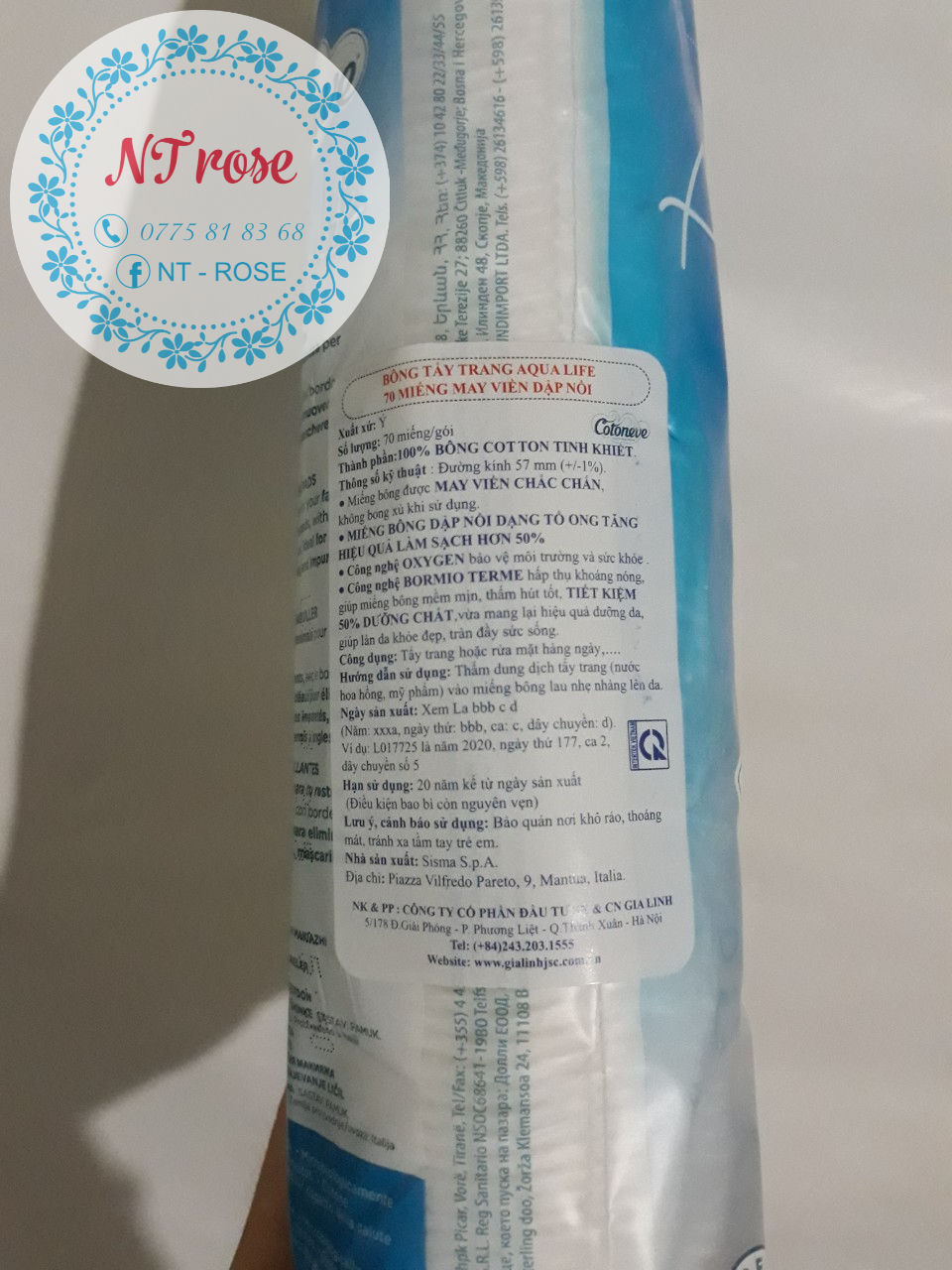BÔNG TẨY TRANG AQUA LIFE COTONEVE 70 miếng