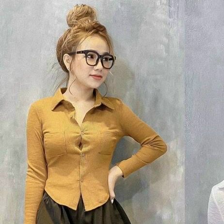 Áo thun gân kiểu dáng sơ mi body  C71
