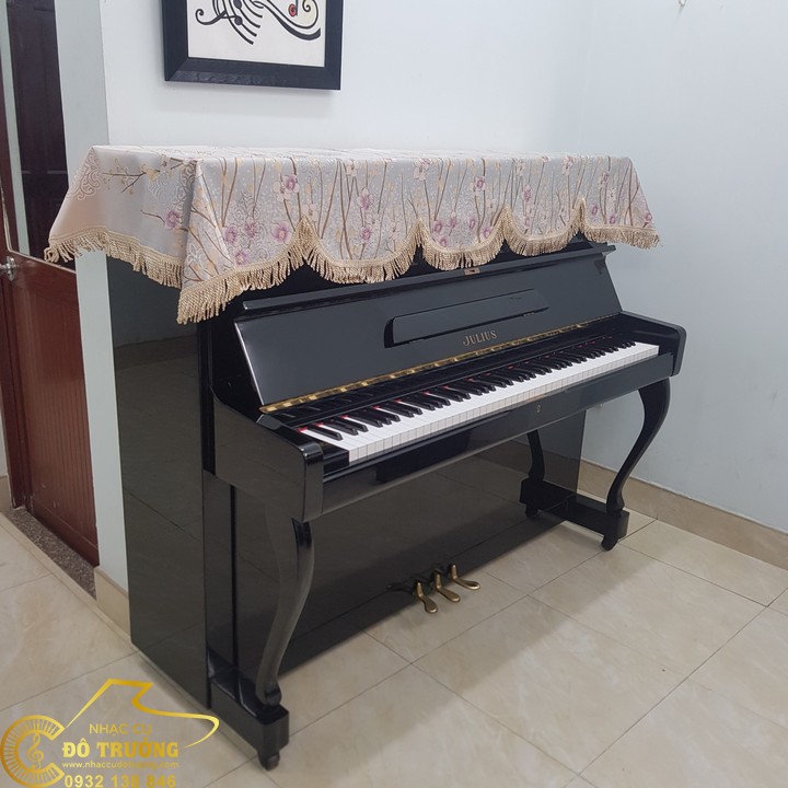 Khăn Phủ đàn Piano mẫu hoa đào kem