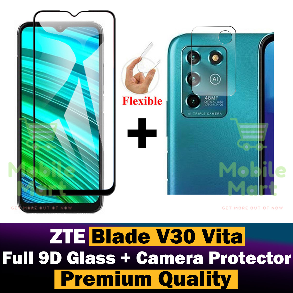 ZTE Blade V30 Vita 9D Glass Protector Tempered Glass Edge To Edge + Camera Lens Protector Flexible Gorilla 9H Rear Camera Protector For ZTE Blade V30 Vita