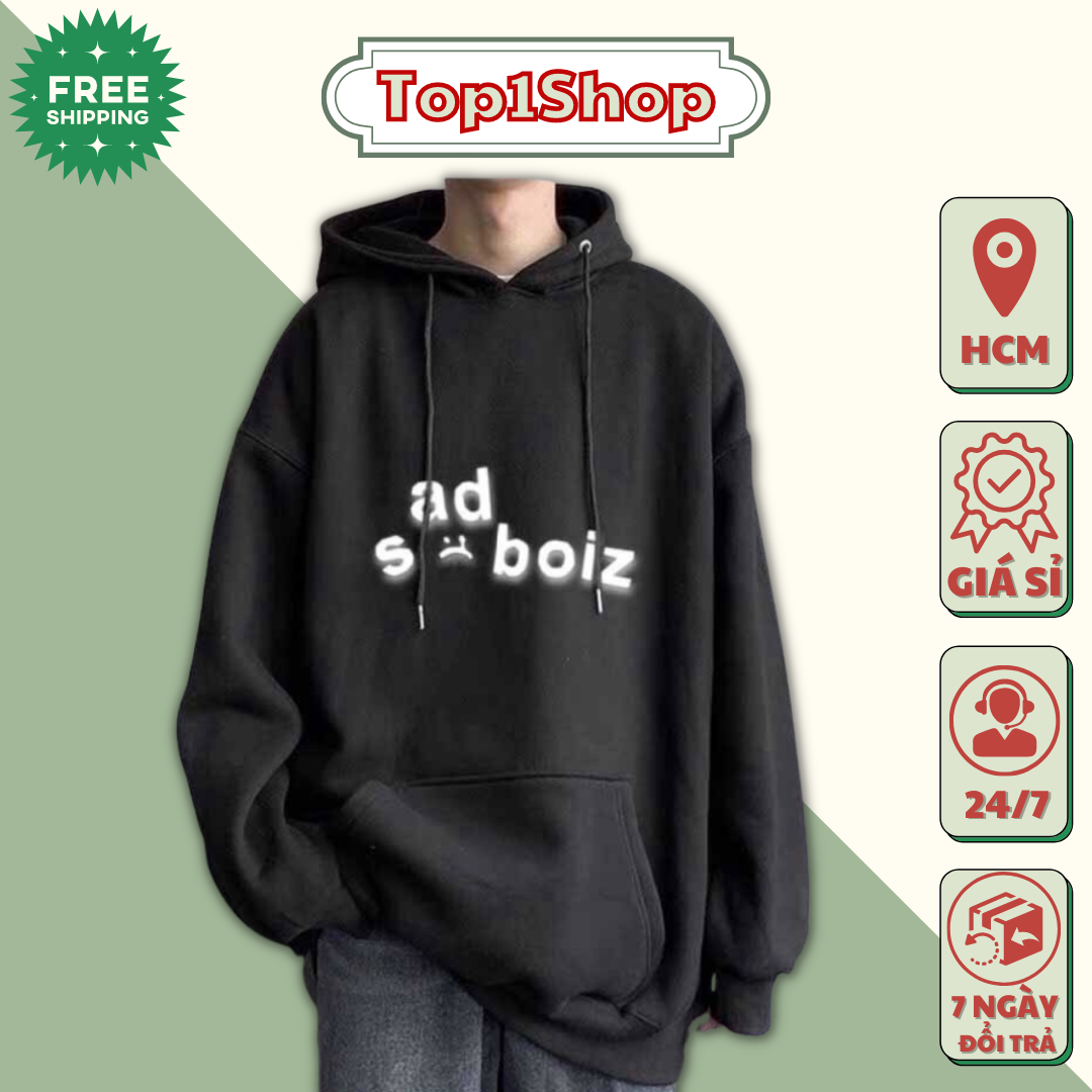Áo khoác nam hoodie SADBOIZ Nón 2 lớp form rộng chất nỉ bông cao cấp dày dặn giữ nhiệt tốt cho nam nữ mặc nhà,đi học chơi ấm áp mùa đông, chống nắng mùa hè phong cách thể thao đường phố Hàn Quốc siêu ngầu - Top1shop S0