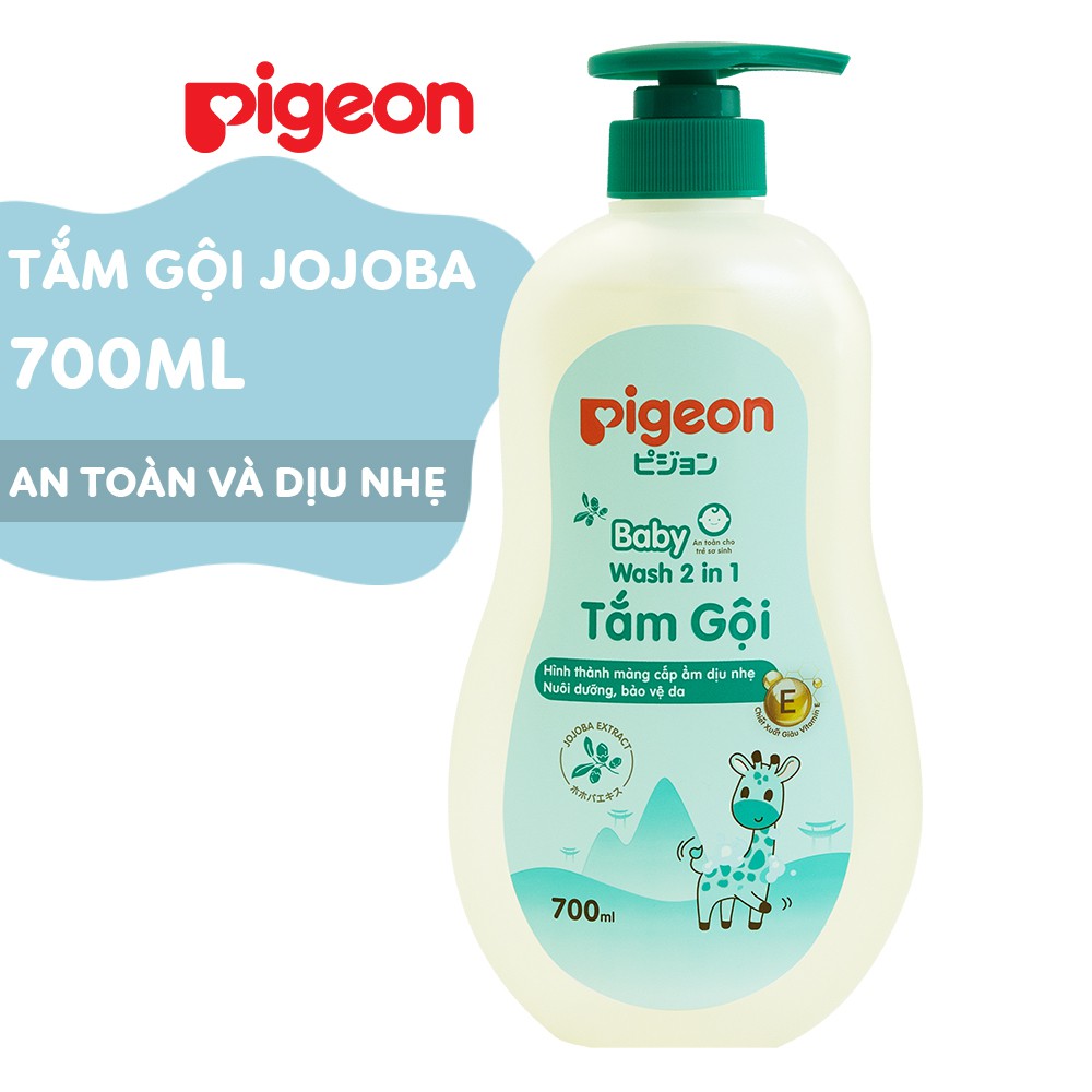Sữa tắm gội Pigeon jojoba - Màu xanh 700ml Tặng 1 hộp sáp 10 màu