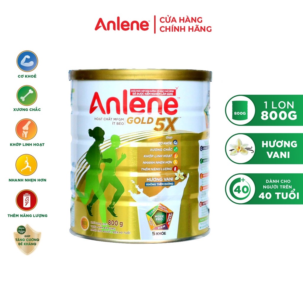 Sữa bột Anlene Gold 5X hương vani lon 800g