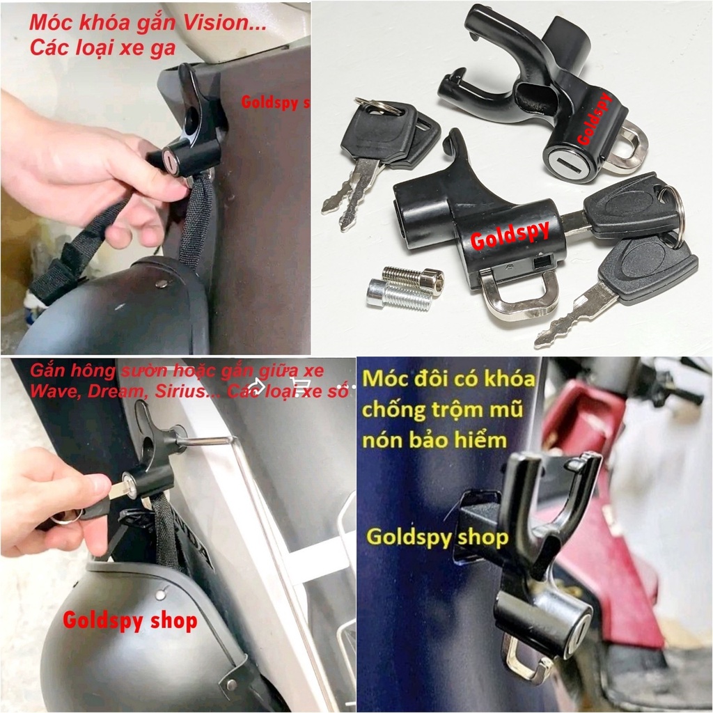 Móc Treo Đồ Xe Máy (2 Móc Nhôm Xoay 180 độ)