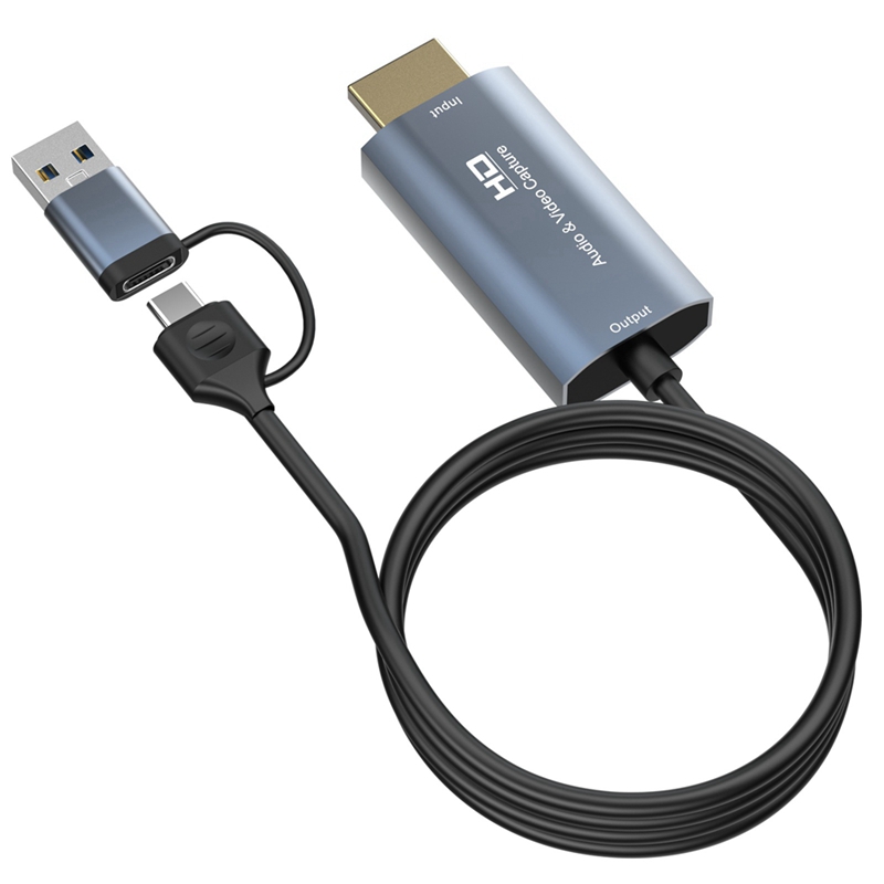 4K -Compatible to Type-C+USB Capture Card 1080P Computer Game Live Audio Video Capture Card 1.8M