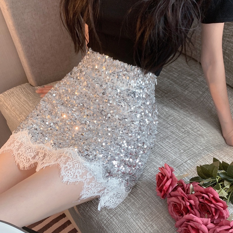 Chân váy ngắn Bling Bling phối ren