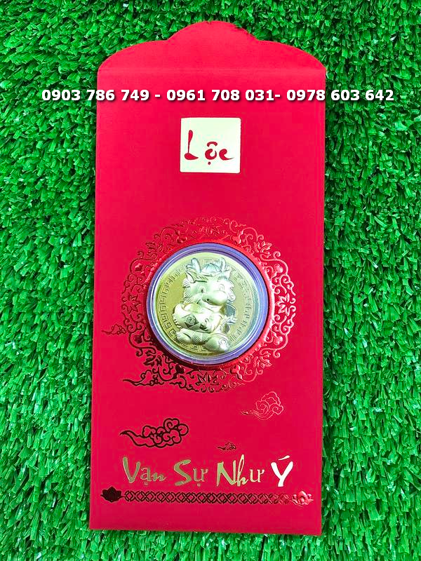 Bao lì xì lộc con rồng mạ vàng cute vip làm quà biếu, tặng dịp lễ tết - sp007095