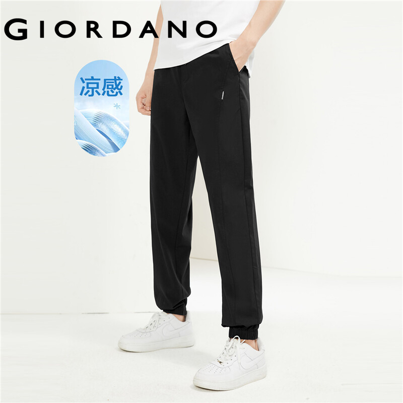 GIORDANO Men Pants Elastic Waist Lightweight Pants Solid Color Simple Basic Form-Fitting Stretchy Fashion Casual Pants 01114065