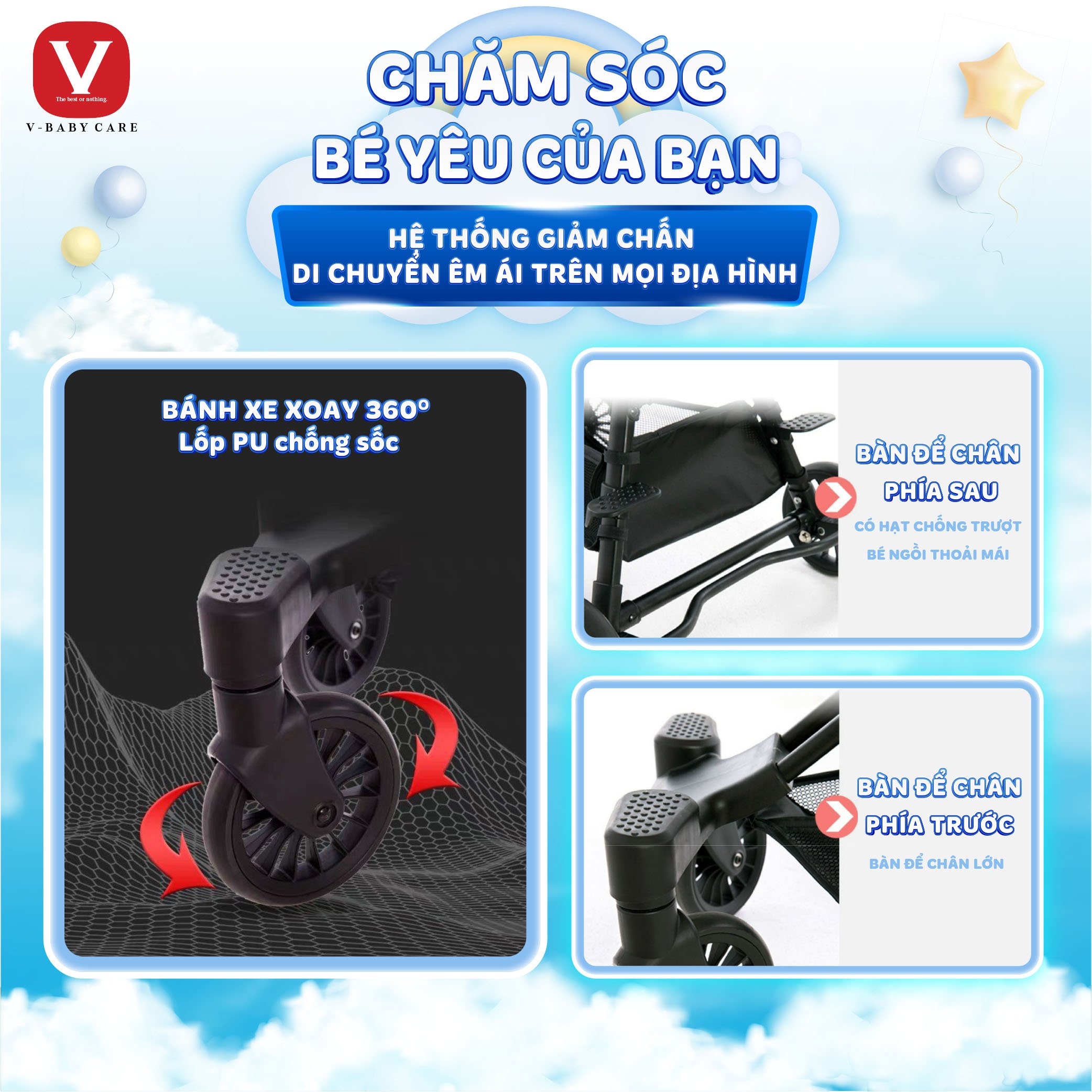 Xe đẩy gấp gọn đảo chiều Q1