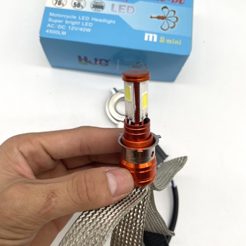 ĐÈN PHA LED HJG 3 TIM LED chân H4, M5 (GIÁ 1 BÓNG)