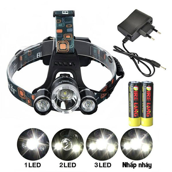 Đèn Pin Đội Đầu 3 Bóng T6 Siêu Sáng