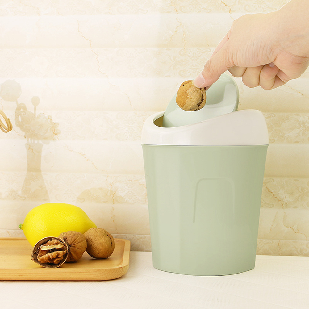Desktop Mini Flip Lid Home Living Room Bedside Trash Can Garbage Dust Bin Holder