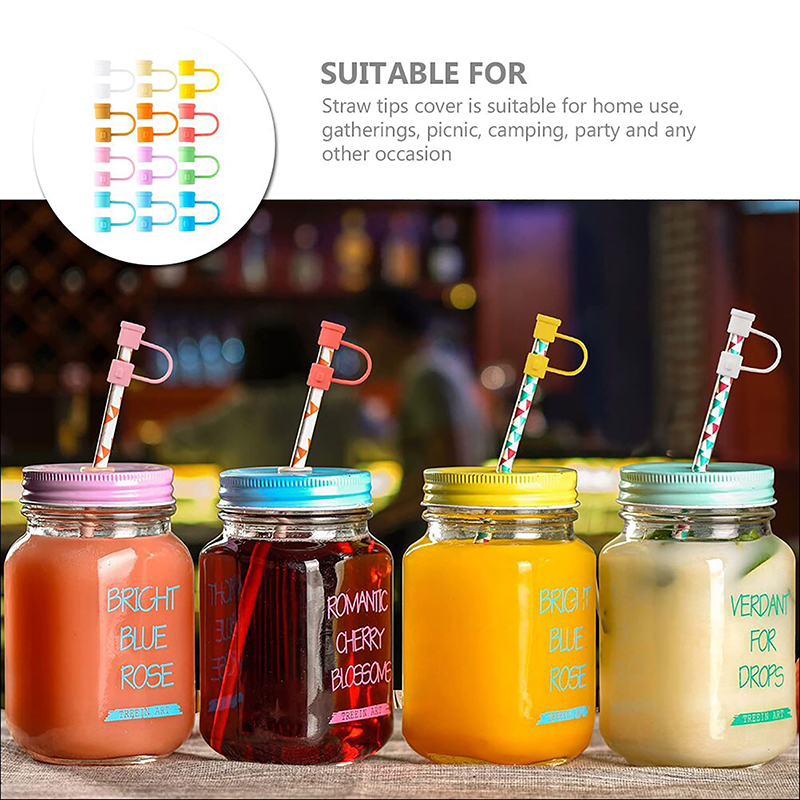 miankeji 4PCS Silicone Straw Tip Caps Reusable Dust-Proof Straws Covers Drinking Straw Tip Covers Straw Toppers Drinking Tool 8MM Mini