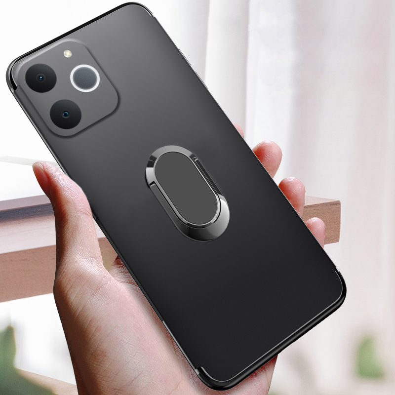 For Realme Note 70 Phone Case Soft Silicone Metal Ring Kickstand Bracket 360 Degree Rotation Car Holder for Realme Note 70 Cover Casing HP