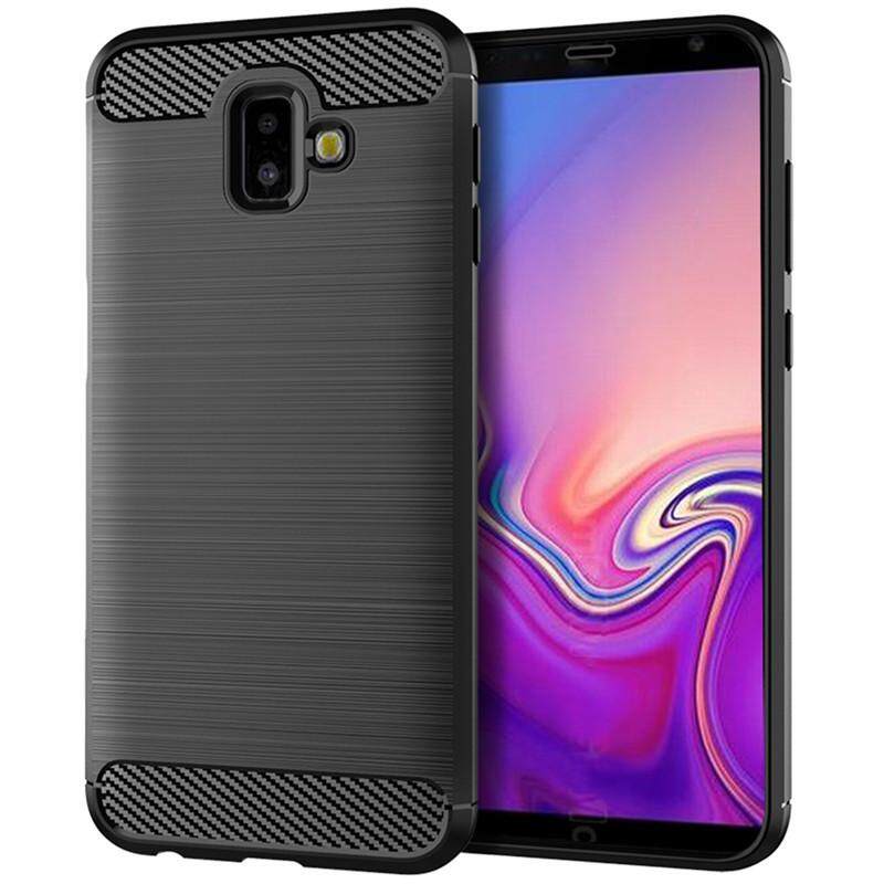 tzmar for Samsung Galaxy J6 Plus J6+ Case Cover Carbon Fiber Brushed TPU Silicone Soft Casing Phone Mobile Housing. 