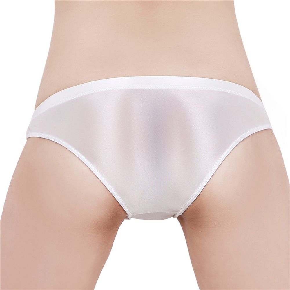 Large Size Gloss Low Waist Satin Shiny Knickers Women Panties Transparent  Underwear Briefs WINE RED S 