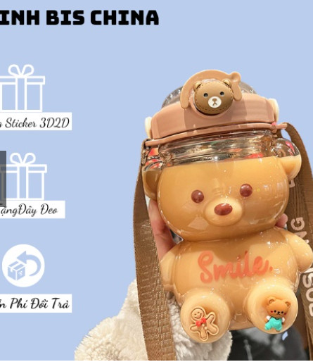 Bình nước con gấu 1000ml, bình đựng nước cute