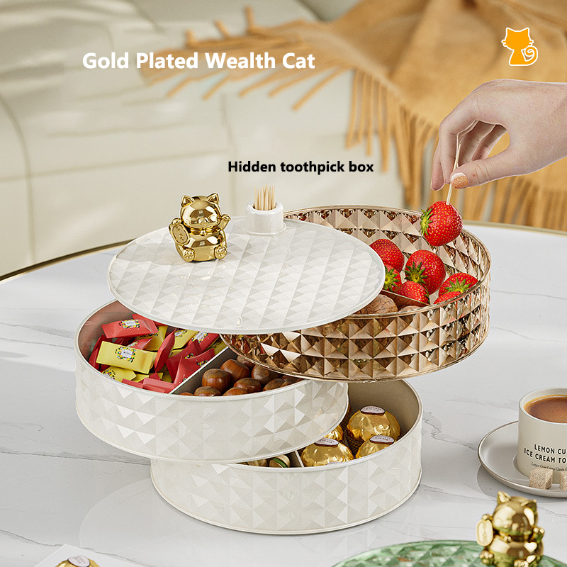 Storage box Light luxury fruit box Household multi-layer fruit tray division with lid dried fruit box living room nut candy box snack storage box