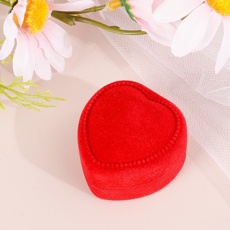 Heart-shaped Earrings Necklace Jewelry Cases Velvet Valentine Gift Box Elegant Flocking Ring Boxes Pendant Container Boxes Jewelry Organizer
