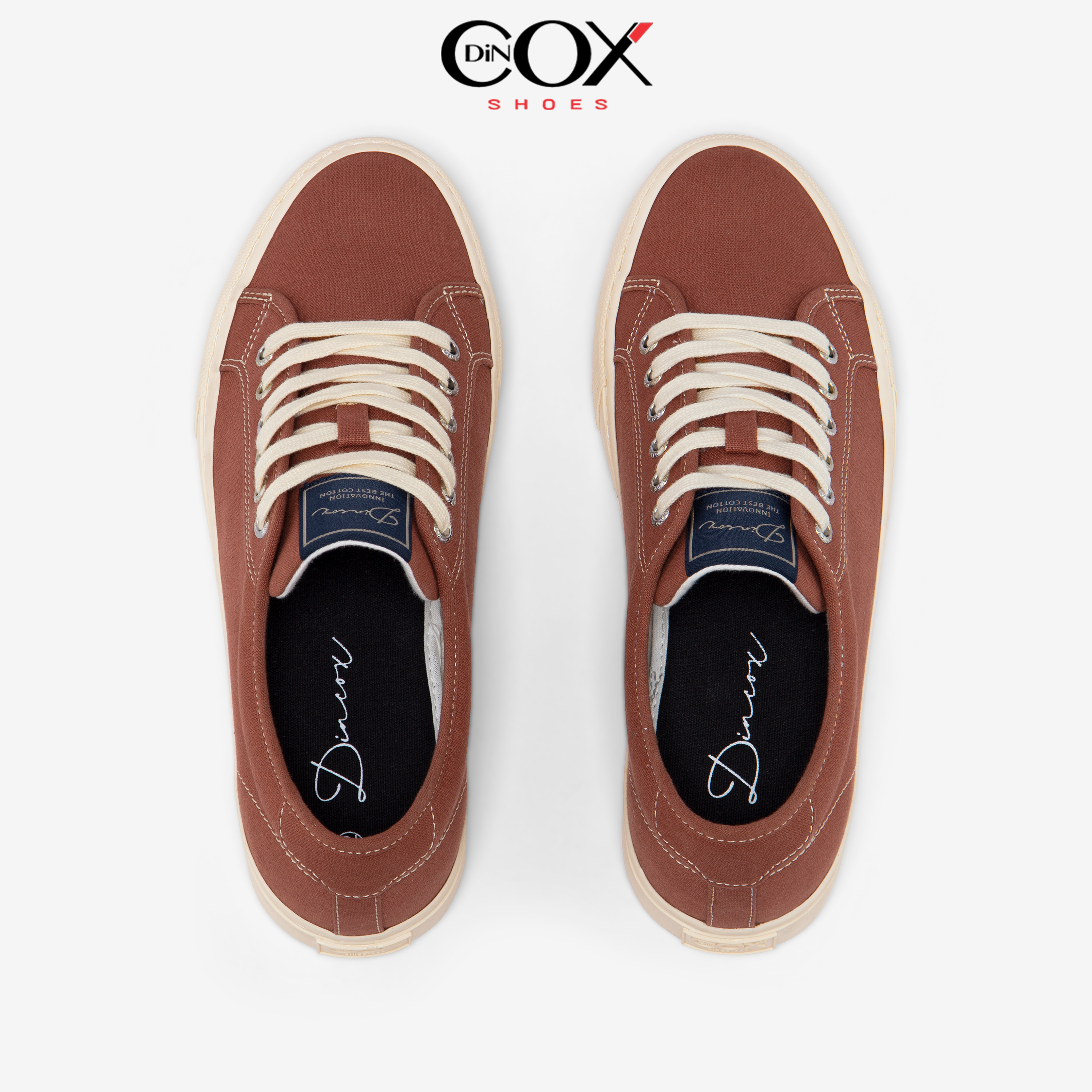Giày Sneaker Vải Canvas Nam Nữ E12 Red Brick Dincox