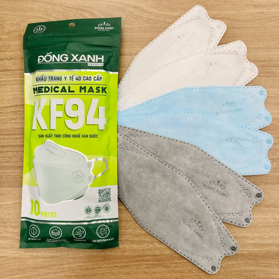 KHẨU TRANG KF94 ĐỒNG XANH PREMIUM (10 CÁI/TÚI)