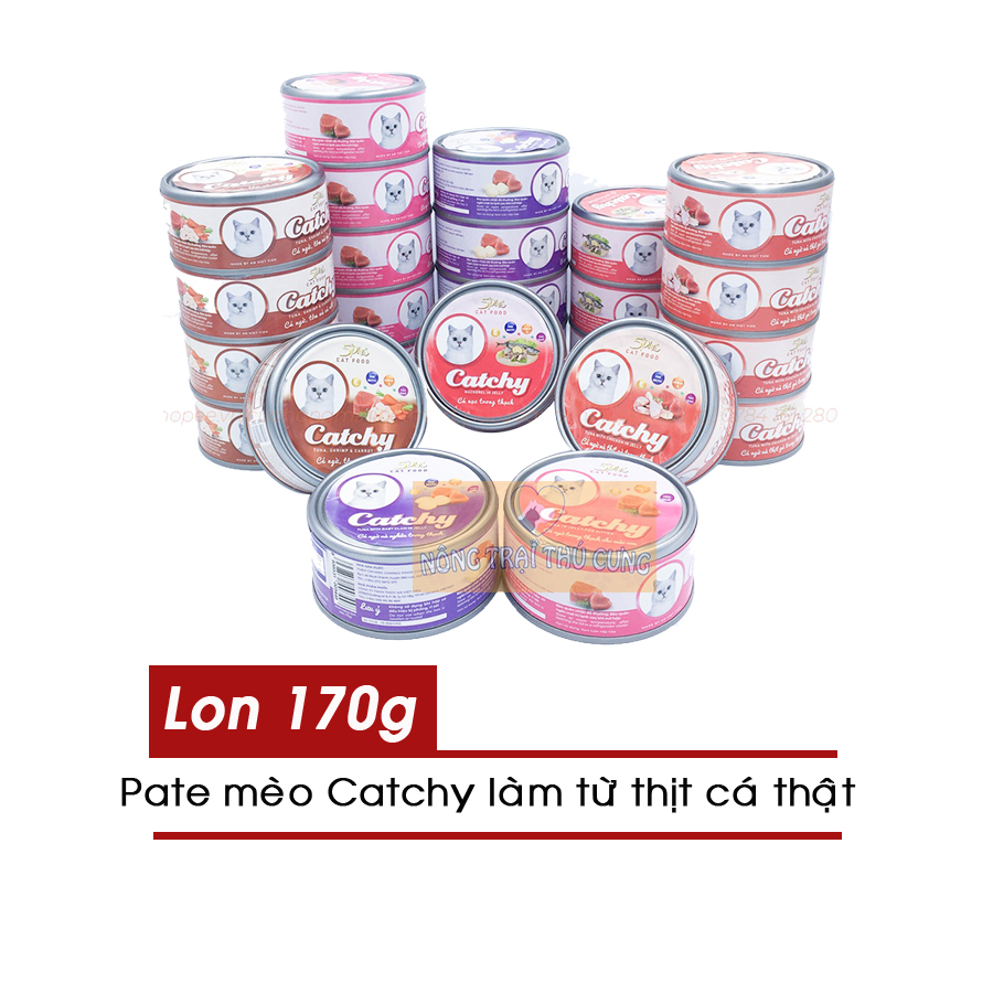 Pate Cho Mèo 5Plus Catchy Lon 160g - Nhiều Vị - [Nông Trại Thú Cưng]