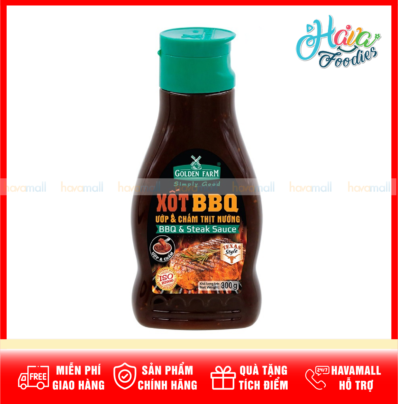Sốt bbq texas nướng & chấm 300g goldn farm – bbq & steak sauce