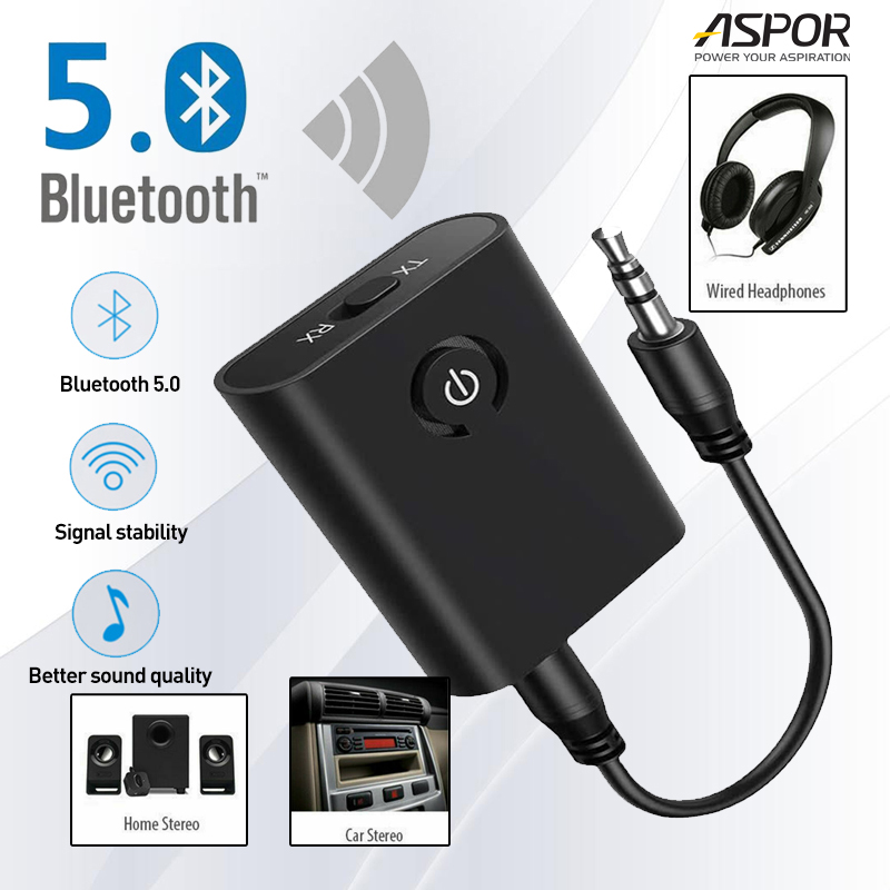 TaoTronics Bluetooth Receiver, Bluetooth 5.0 Wireless Audio Aux Adapter for  Car, with 3.5mm Jack 