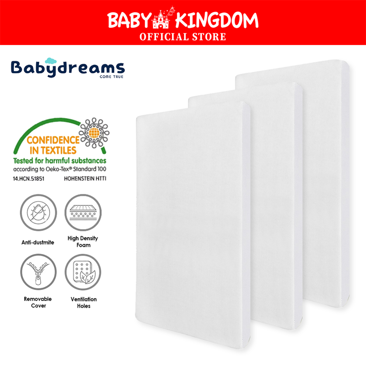 Babydreams High Density AntiDust Mite Foam Mattress (Joie ,Graco