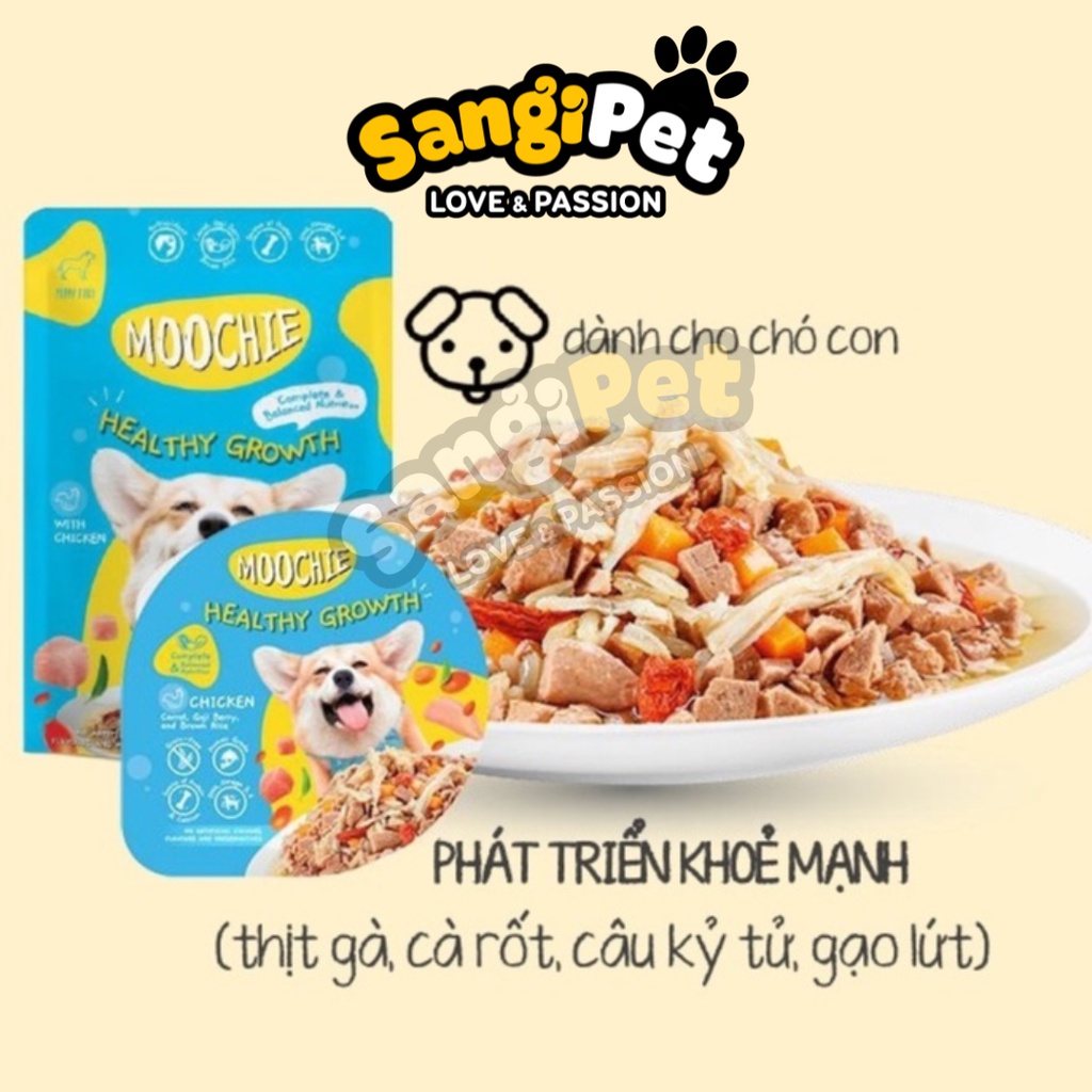 Pate Moochie cho chó con, chó trưởng thành gói 85g (6 hương vị)