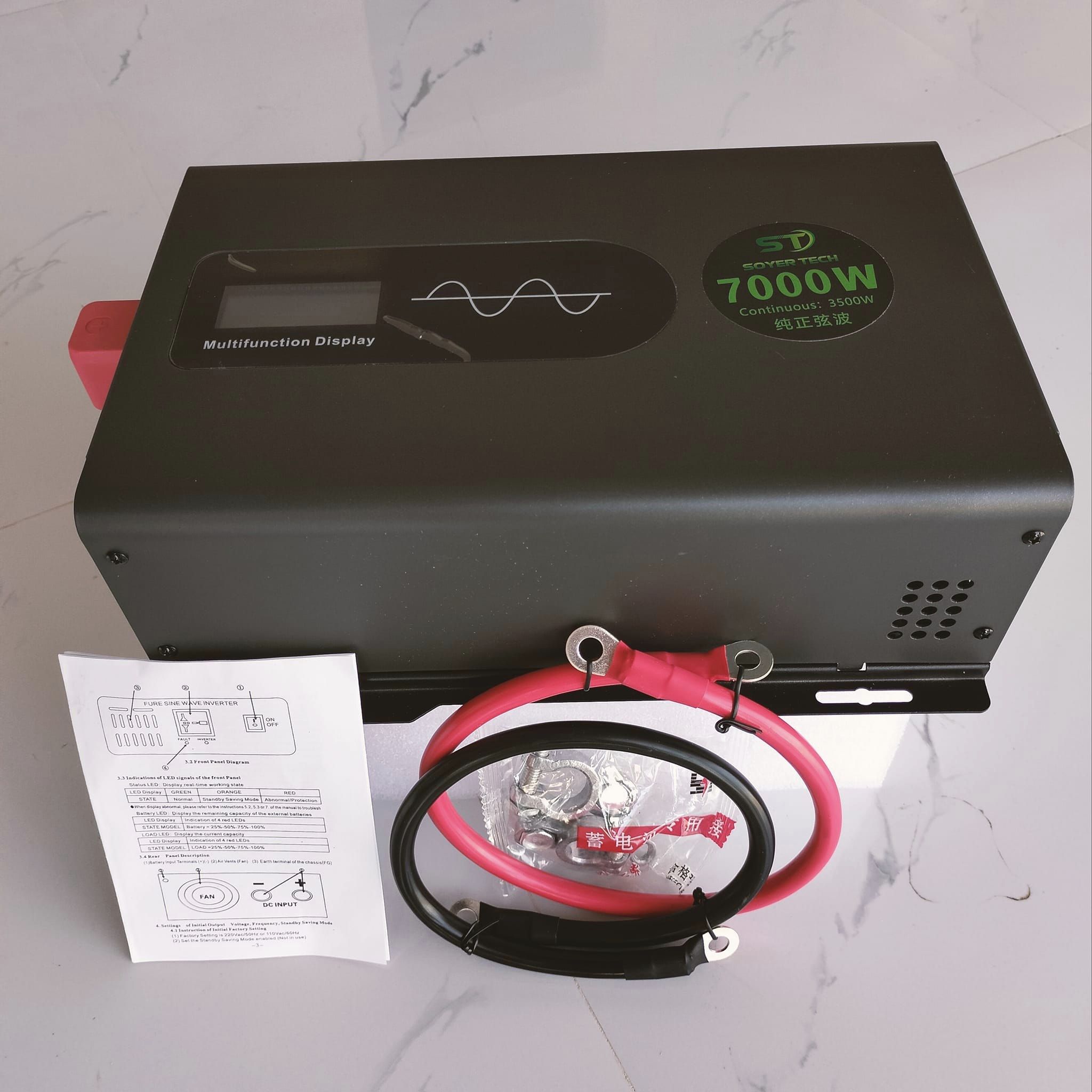 Kich điện inveter 12v 7000w sóng sin chuân - phiên bản mới - đen