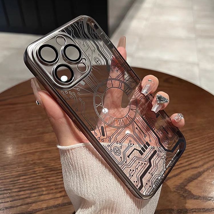 【Circuit board pattern/ultra-thin hard case/Titan Grey】compatible for iPhone 12 13 14 15 pro max case