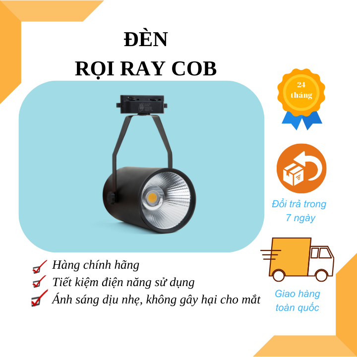 Đèn Led Rọi Ray COB vỏ đen ánh sáng vàng  12W - MD68