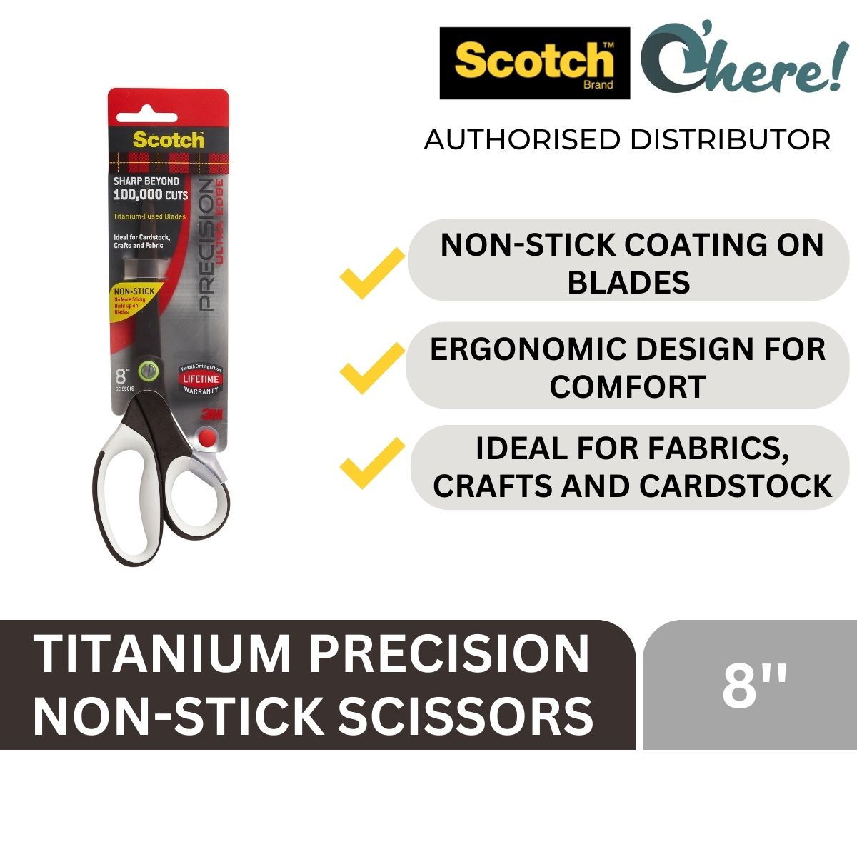 Scotch TUNS Precision Ultra Edge Titanium Non-Stick Scissors
