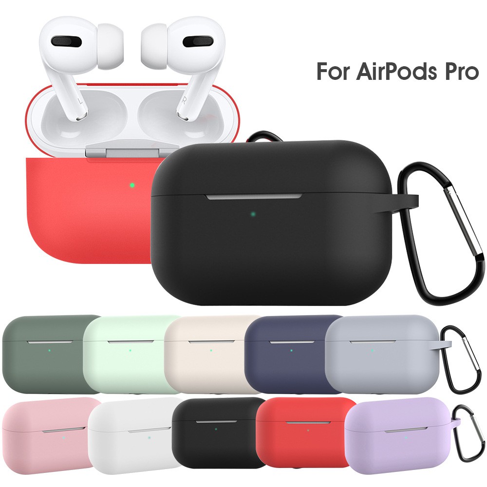 Case Airpod Pro - Ốp Airpod Pro - Trơn nhiều màu ( kèm móc sắt )