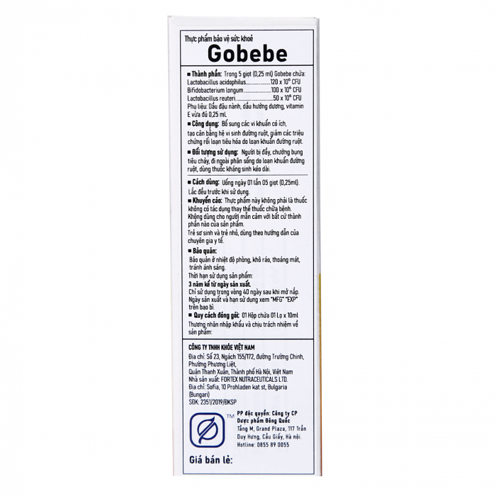 Men Vi sinh Gobebe Probiotic 0+ 10ml