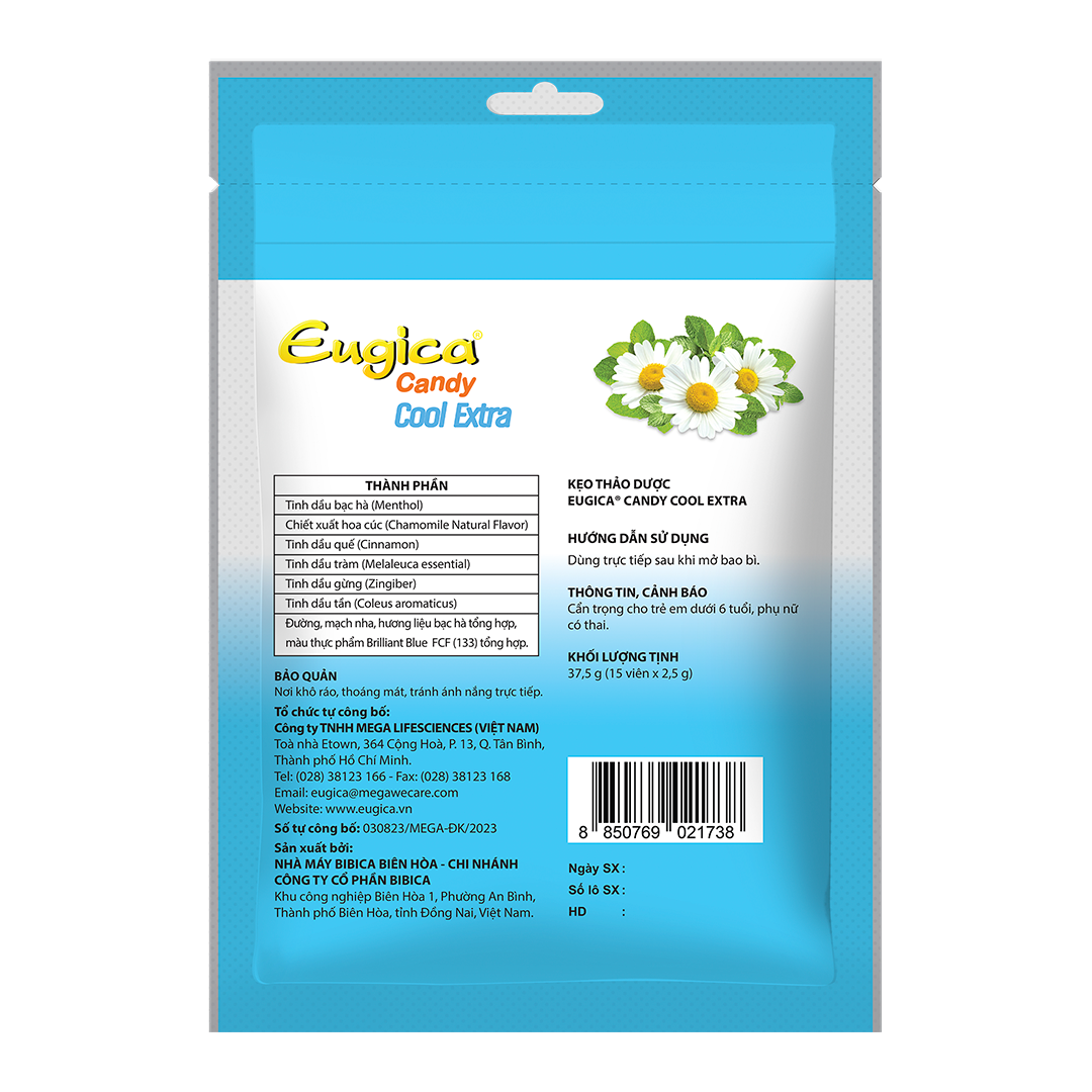 Kẹo ngậm thảo dược the mát EUGICA CANDY COOL EXTRA (Túi zip 15 viên)