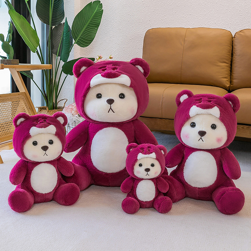 KS Gấu Búp bê gấu Teddy vải lông gấu dâu tây biến đổi siêu dễ thương mới của KS