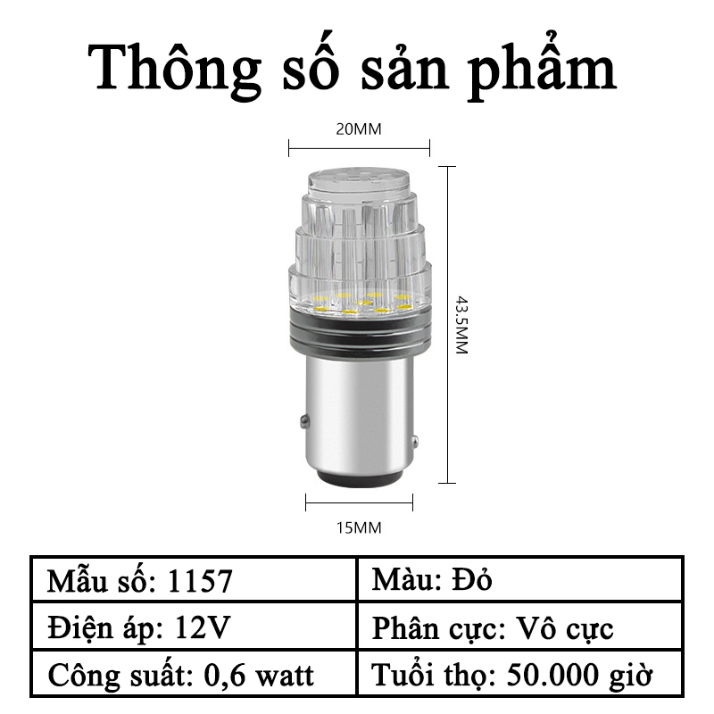 Đèn Hậu Nháy [ Mẫu Tháp ] Đuôi 1157 Gắn Xe Máy [ 1 Chiếc ]