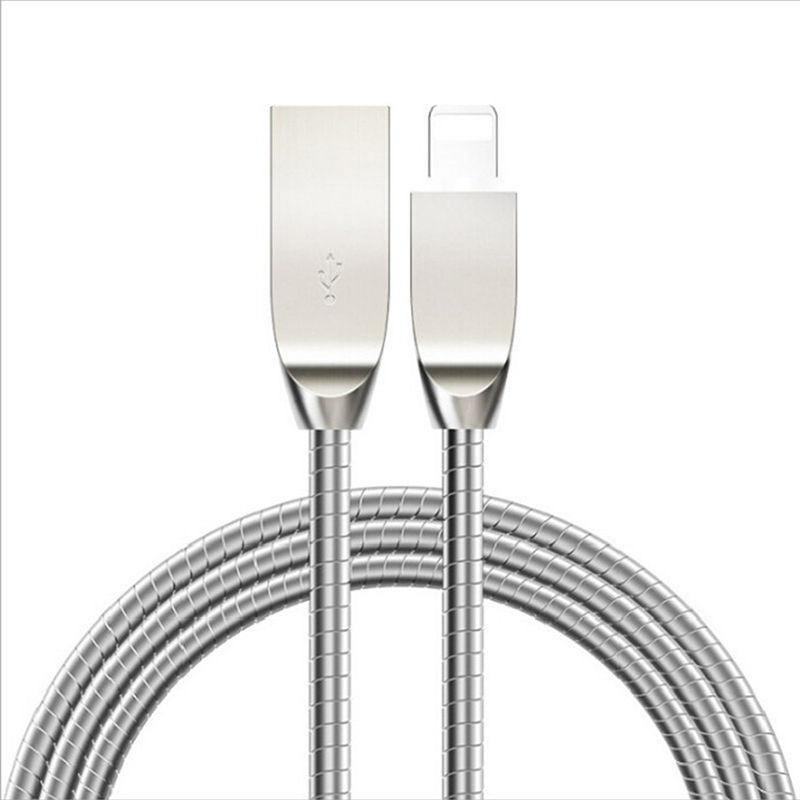 DISOUR Metal Spring Data Charging Cable USB Type-C Lightning Micro-USB Fast Charger Cable Strong Protection For iPhone Xiaomi Huawei Samsung