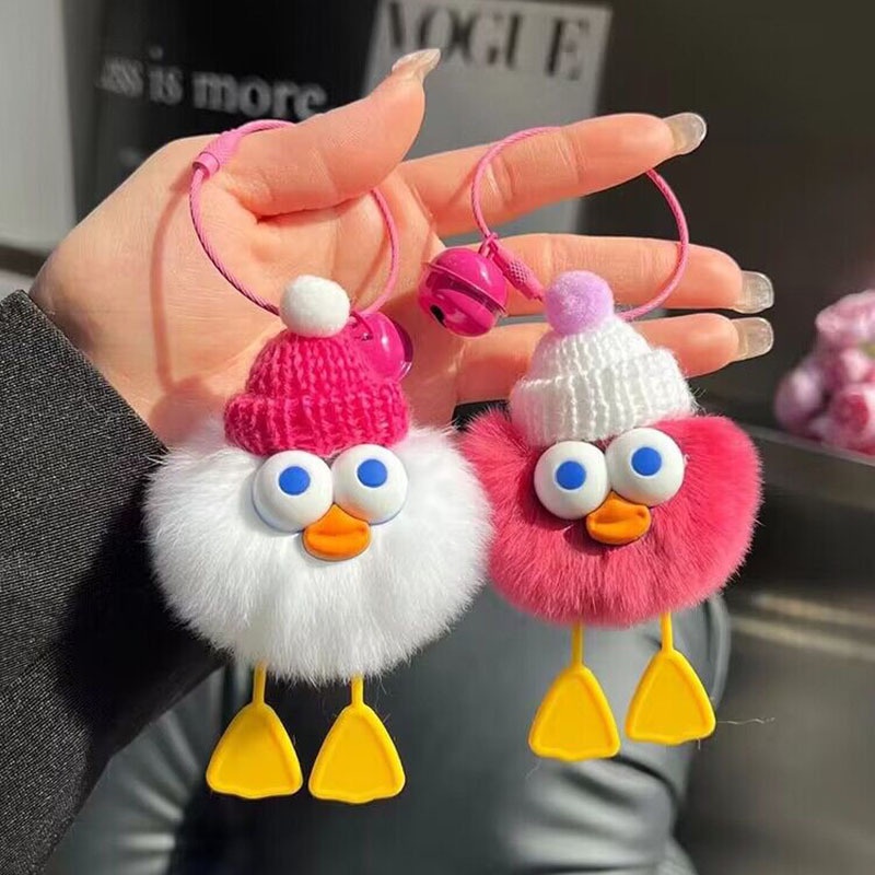 Móc khoá lông con vịt nhiều màu sắc cute
