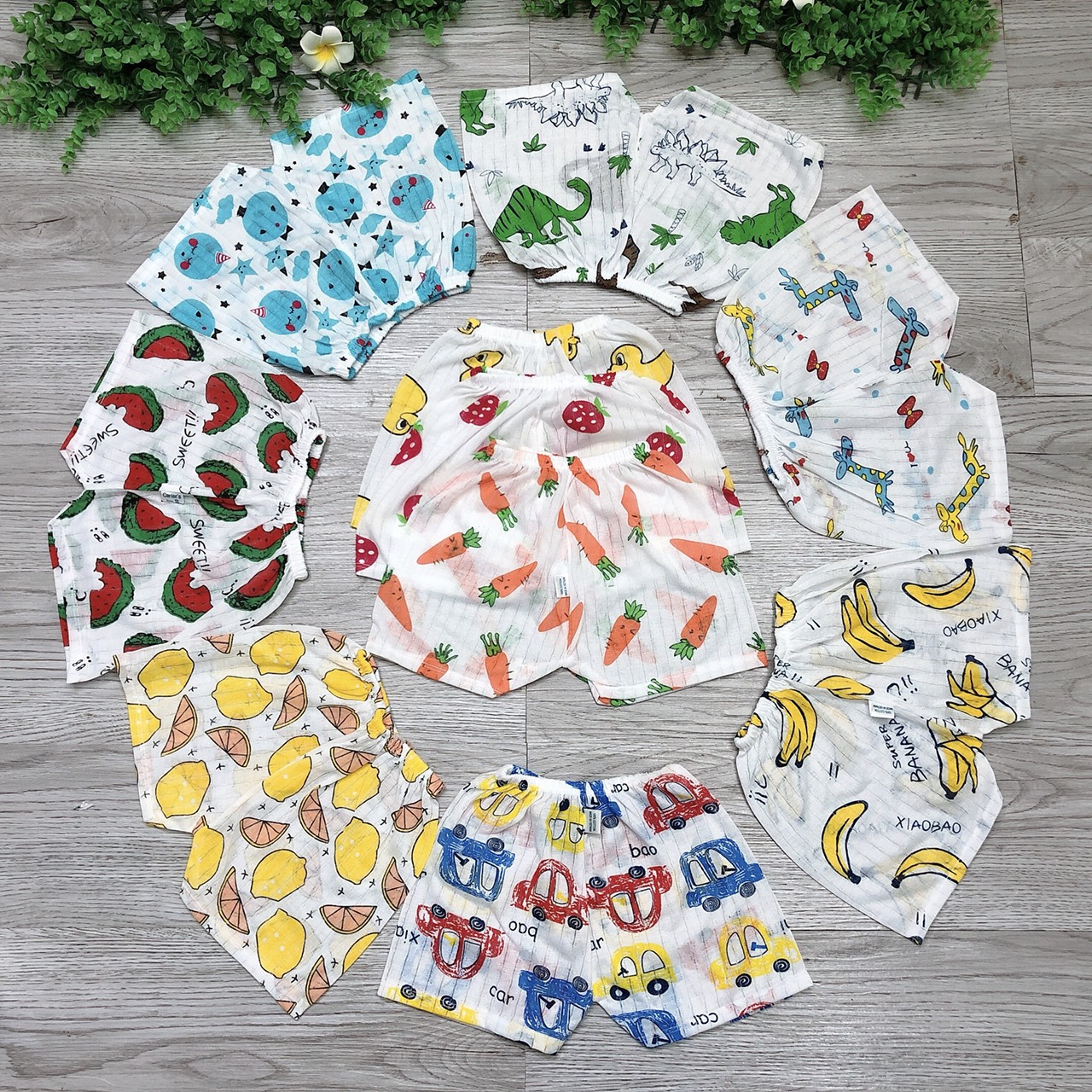 Quần đùi chục thông hơi cho bé size 3-13kg