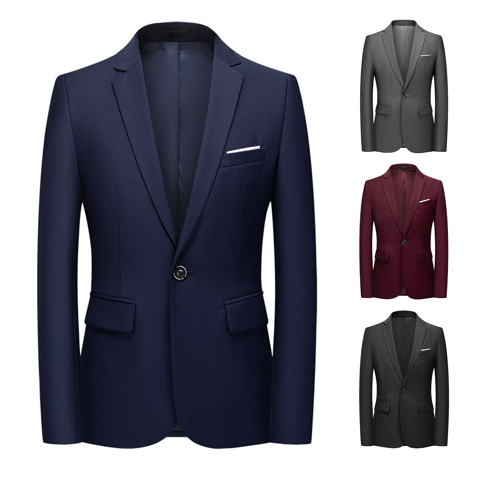 Nuoyi Men Wedding Coat Men Lightweight Suit Coat Men's Single Button Suit Coat Perfect for Business Formal Occasions Wrinkle-free Convenient Pockets Ideal for Spring Fall