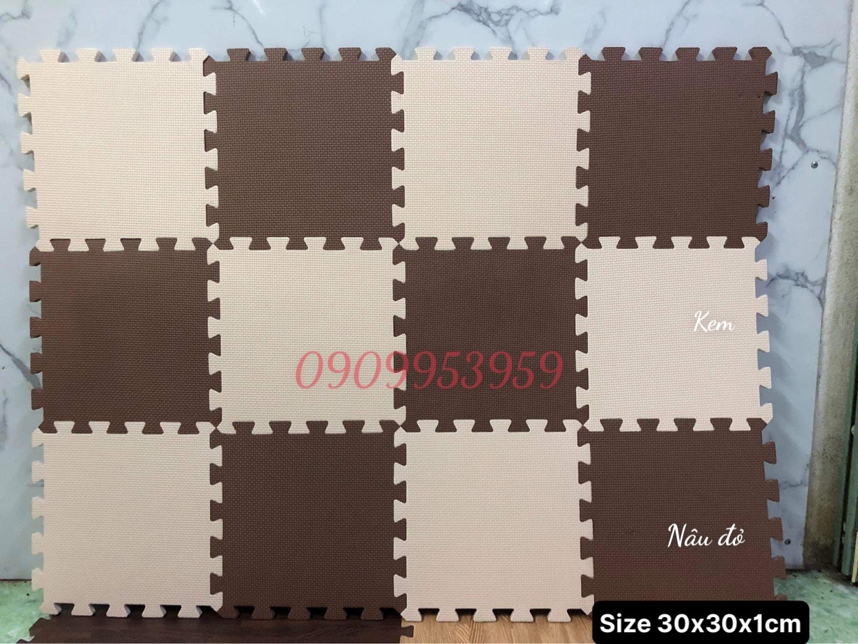 set 20 và 30 tấm Thảm xốp 30×30cm dày 1cm( nâu đỏ và kem)
