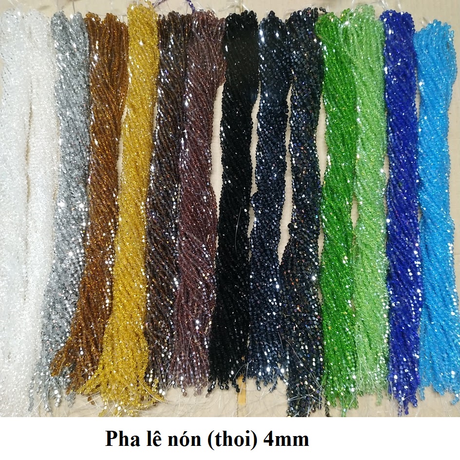 10 dây pha lê nhựa nón (thoi) 4mm nhiều màu