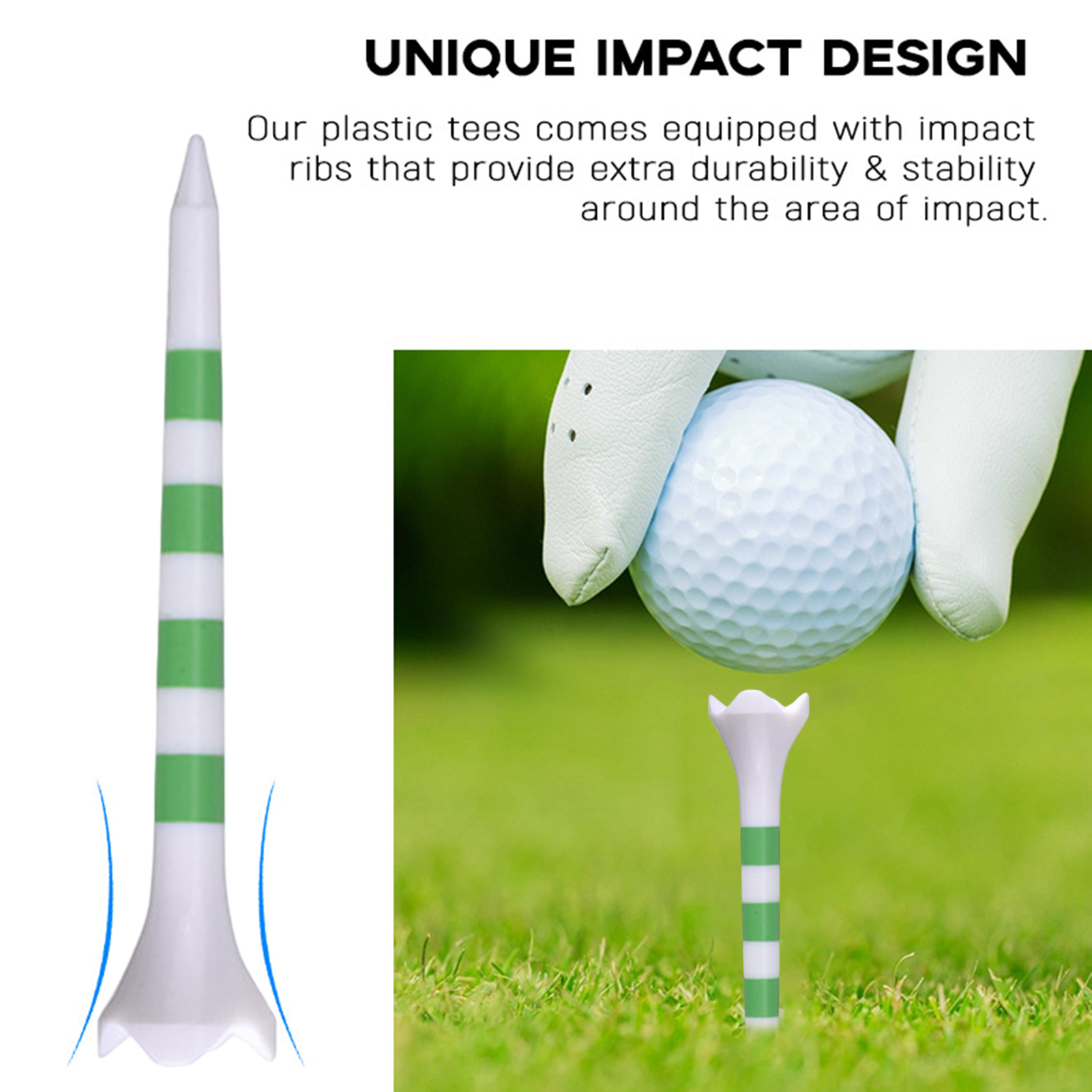 Top Tees chơi golf bằng nhựa không thể phá vỡ Golf Tees 20pcs độ ổn định cao độ ma sát thấp dụng cụ tập luyện cho trò chơi Ngắn Dễ dàng cài đặt ít hơn